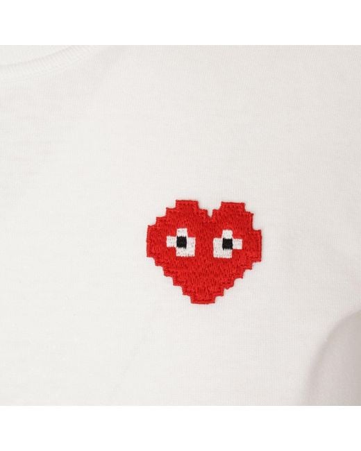 COMME DES GARÇONS PLAY White Pixel Heart Embroidery T-Shirt