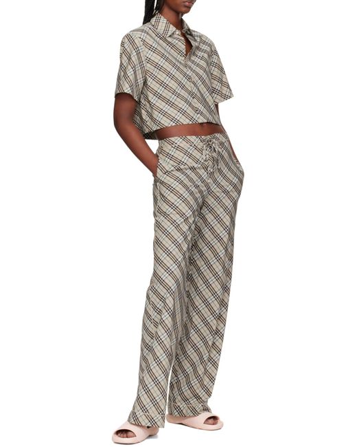 Burberry Pink Checked Slip-On Slides
