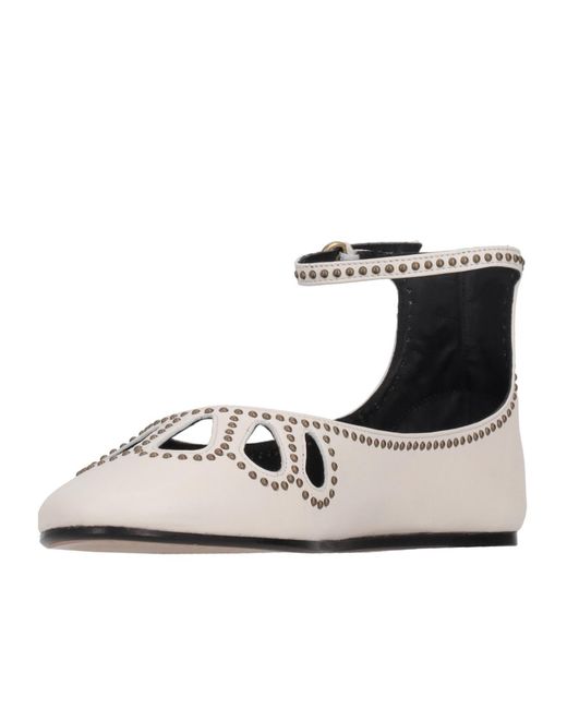 Isabel Marant White Ankle Strap Ballet Flats