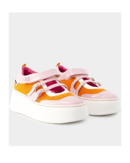 CAREL PARIS Orange Carel Baskina Logo Plaque Buckled Sneakers