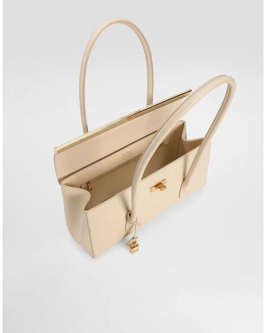 Dolce & Gabbana Natural Marlene Logo Stamp Handbag