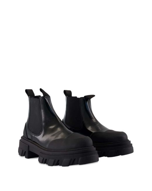 Ganni Black Leather Chelsea Boots