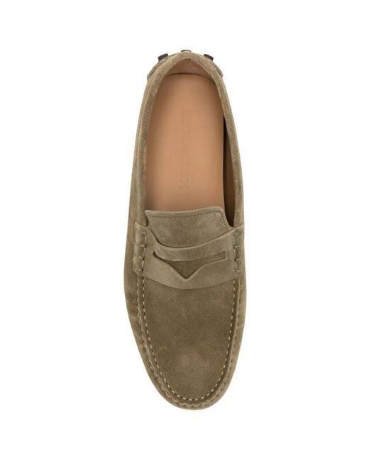 Emporio Armani Gray Suede Penny Loafers for men