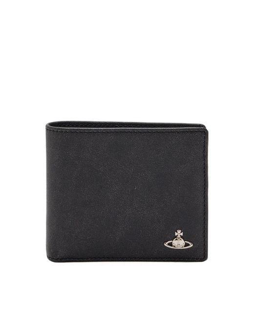 Vivienne Westwood Black Orb Leather Wallet for men