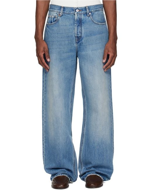 Jacquemus Blue Mid-Rise Straight-Leg Jeans for men