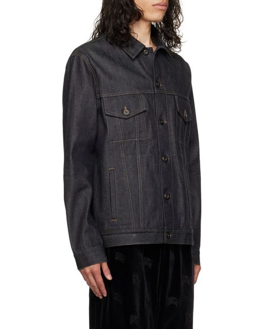 Burberry Black Logo-Patch Denim Jacket for men