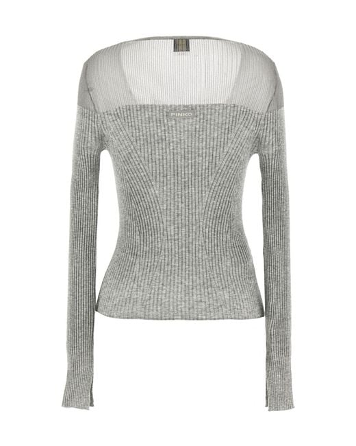 Pinko Gray V-Neck Prado Cardigan