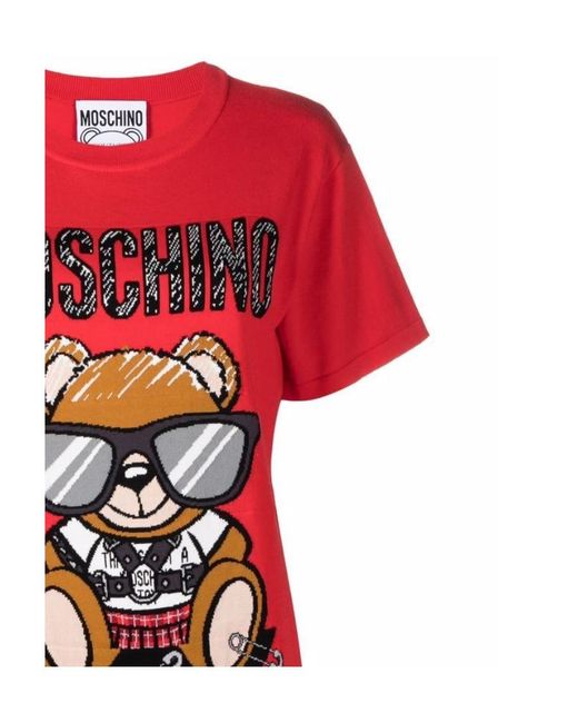 Moschino Red Teddy Print T-Shirt Dress