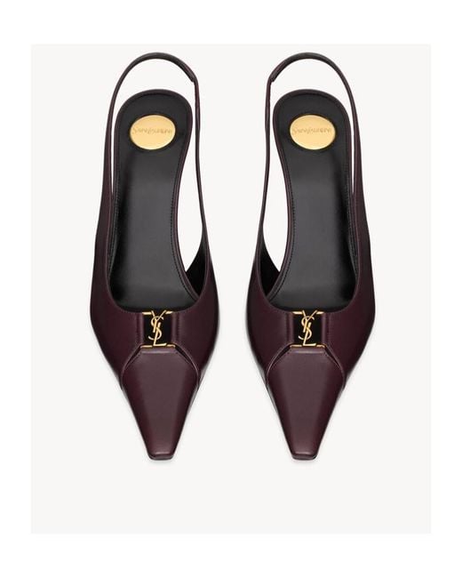 Saint Laurent Brown Babylone Breteuil Slingback Pumps