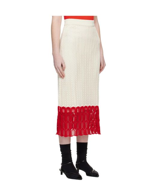 Jil Sander Red Elastic-Waistband Midi Skirt