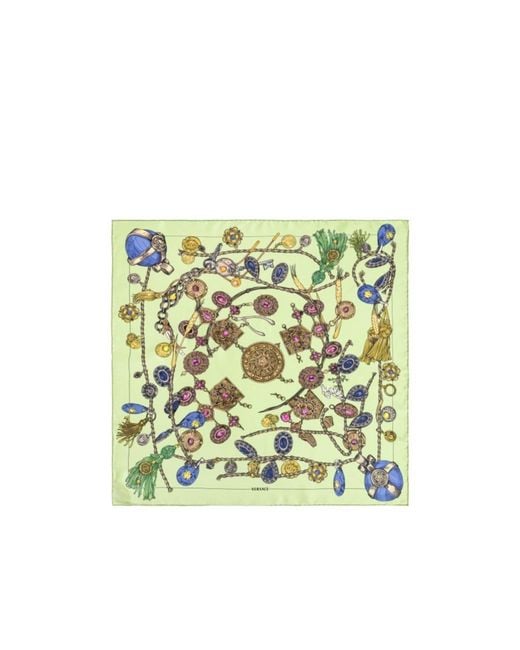 Versace Green Broken Jewels Printed Scarf for men