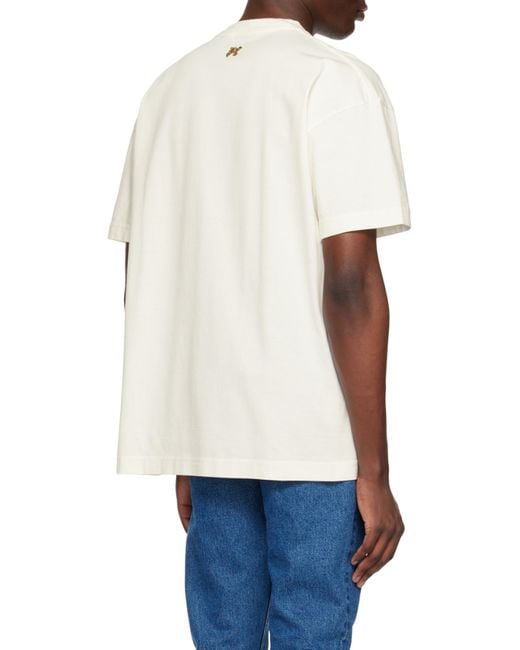 Palm Angels White Monogram Printed Crewneck T-Shirt for men