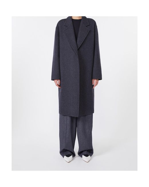 Max Mara Blue Denim-Effect Wool Coat