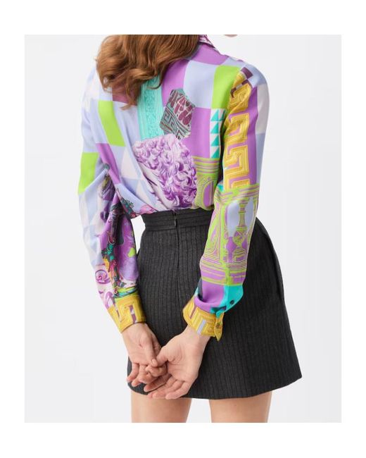 Versace Multicolor Pattern Printed Twill Shirt