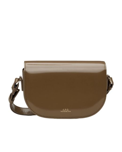 A.P.C. Brown Demi-Lune Patent Leather Crossbody Bag