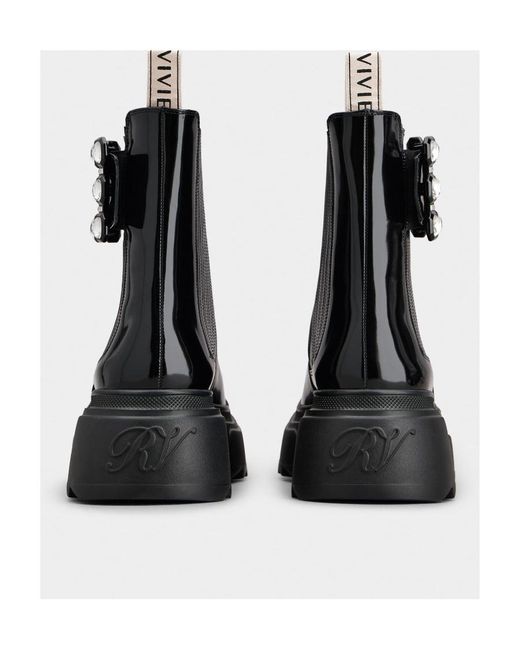 Roger Vivier Black Buckle Embellished Ankle Boots