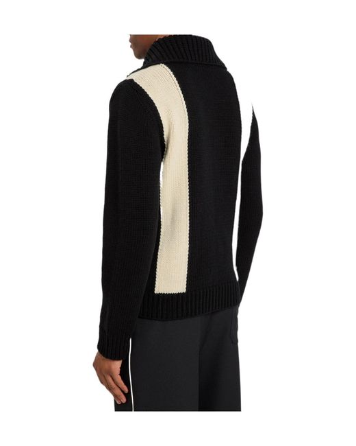 Valentino Black Logo-Intarsia Wool Cardigan for men