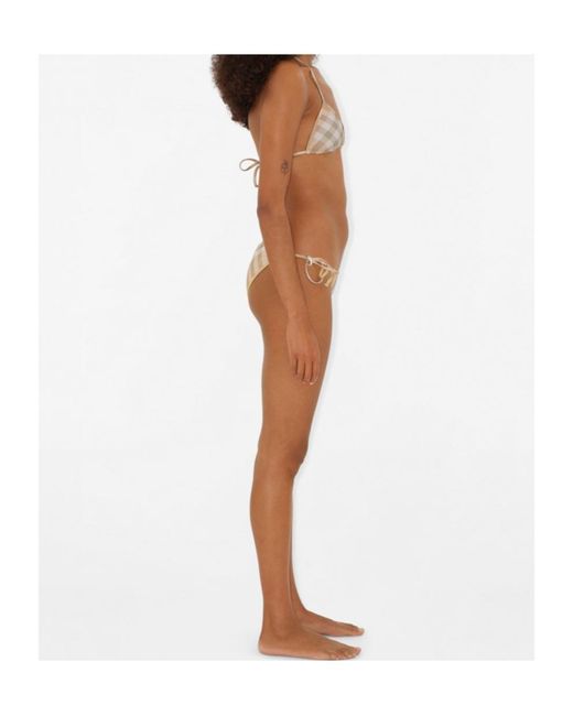 Burberry White Checked Halterneck Triangle Bikini Top