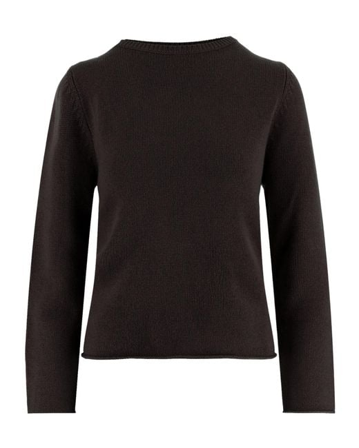 Allude Black Ribbed Cashmere Knitted Sweater