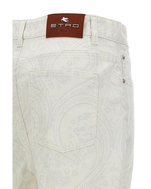 Etro Gray Paisley Printed Cropped Jeans