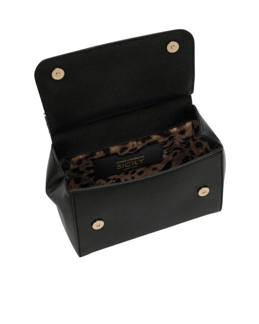 Dolce & Gabbana Black Medium Sicily Top Handle Bag