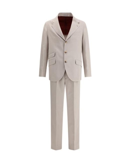 Brunello Cucinelli Gray Single-Breasted Suit for men