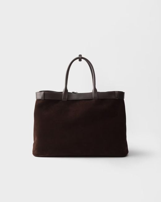 Prada Black Buckle Suede Bag With Belt for men