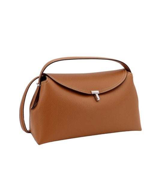Totême Brown Totême Logo Plaque Foldover Top Handle Bag
