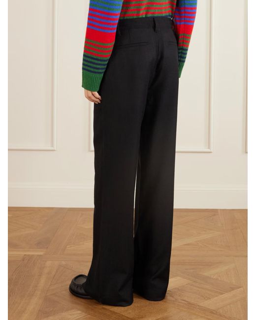 The Elder Statesman Black Cashmere And Wool Blend Wide-Leg Casual Pants