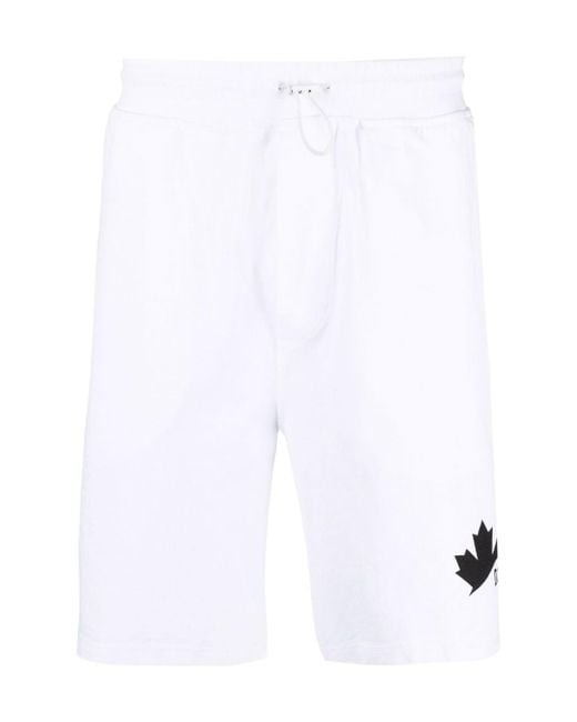 DSquared² White Logo-Print Track Shorts for men