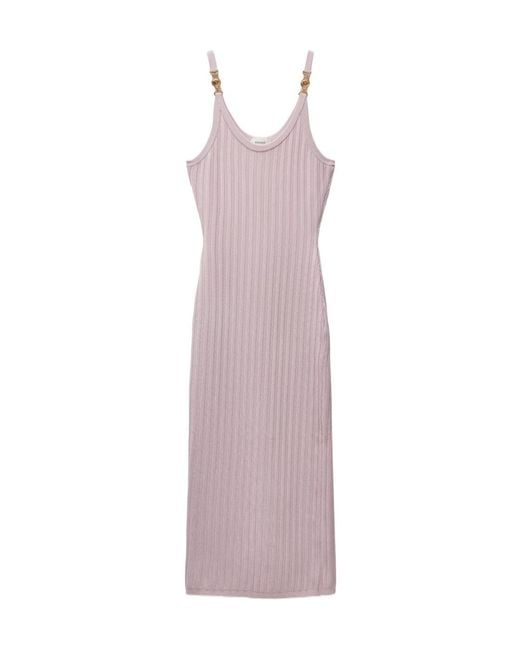 Versace Purple Medusa-Detail Ribbed Knitted Dress