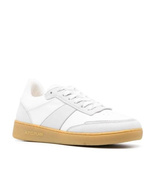 A.P.C. White Plain Lace-Up Sneakers for men