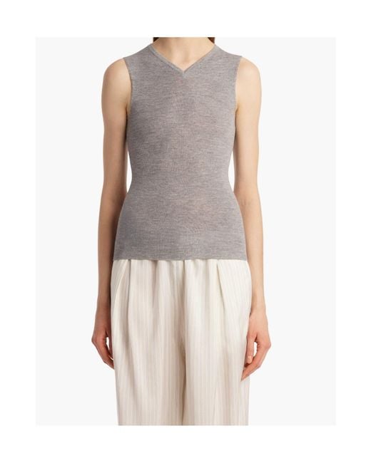 Khaite Gray Renato Ribbed Top