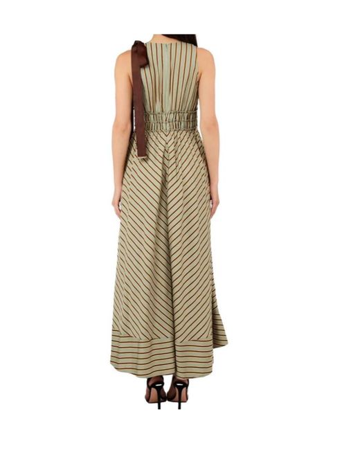 Liu Jo Natural Striped Bow Detail Maxi Dress