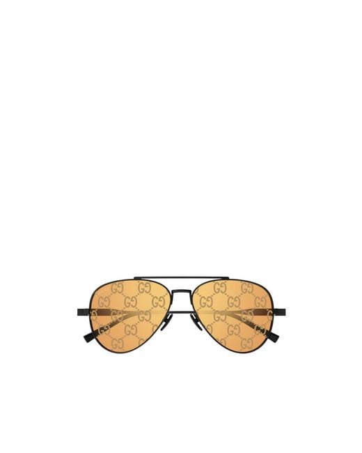 Gucci Metallic Eyewear Pilot Frame Sunglasses for men