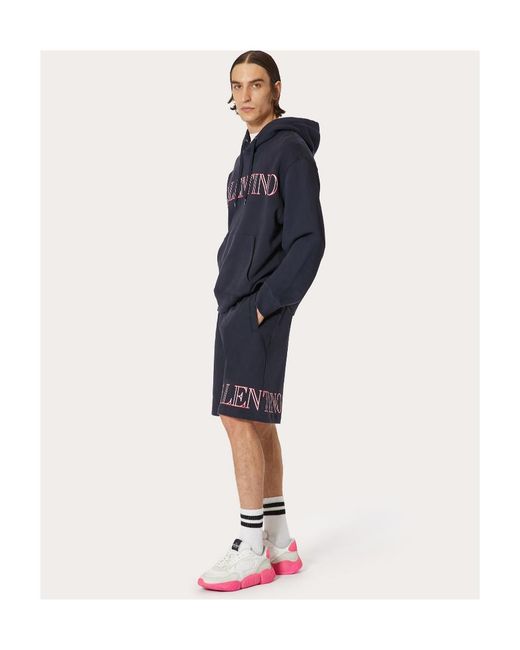 Valentino Blue Logo Print Drawstring Shorts for men