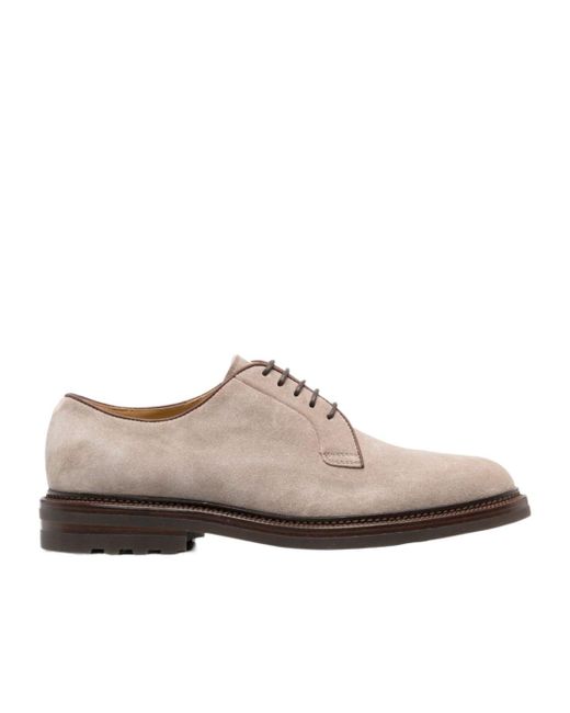 Brunello Cucinelli Brown Round-Toe Lace-Up Derby Shoes for men