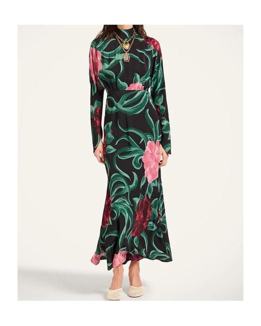 LaDoubleJ Green Gilda Floral Maxi Dress