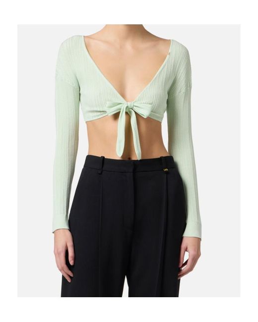 Elisabetta Franchi Green Pointelle Top