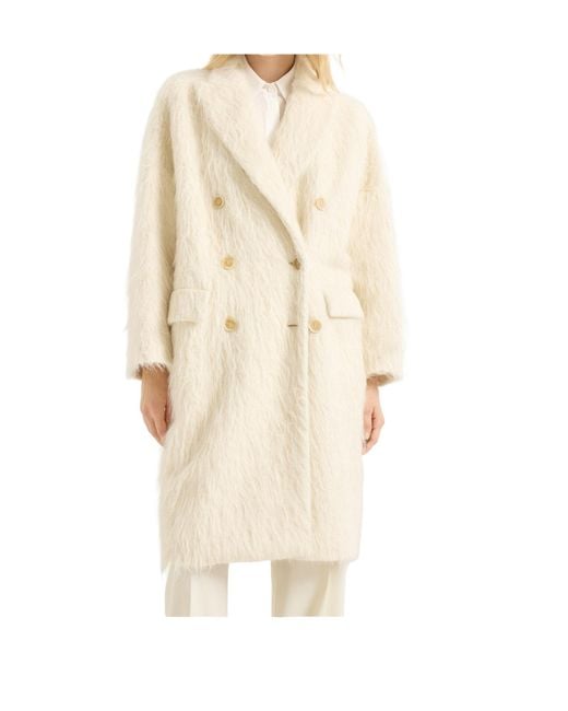 Brunello Cucinelli Natural Double-Breasted Coat