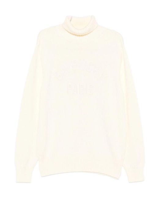 Givenchy White Paris Turtleneck Knitted Jumper for men