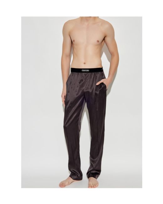 Tom Ford Brown Logo-Waistband Pyjama Pants for men