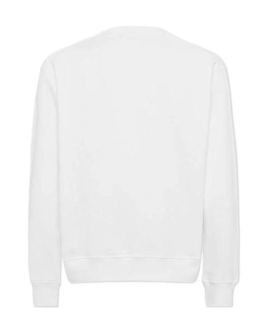 DSquared² White Logo Printed Crewneck Sweatshirt for men