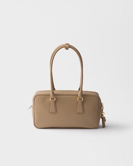 Prada Natural Small Saffiano Leather Top-Handle Bag