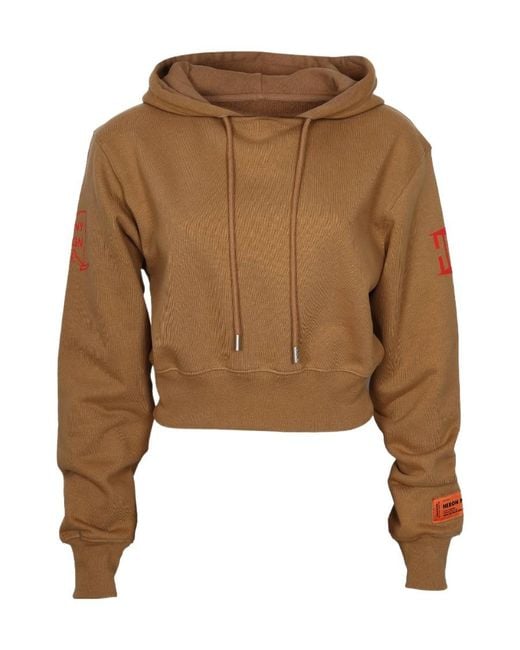 Heron Preston Brown Logo Patch Drawstring Hoodie