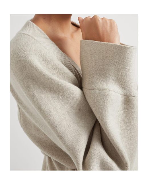 Brunello Cucinelli White Cashmere-Blend Cropped Cardigan