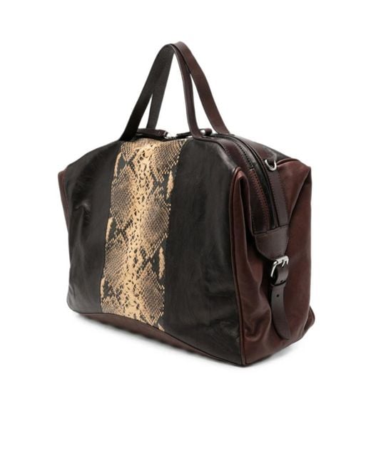 Dries Van Noten Black Snakeskin Patchwork Shoulder Bag for men