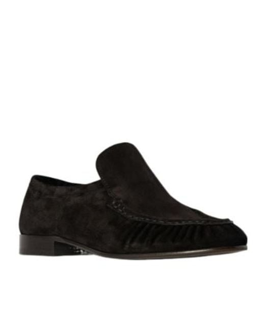 The Row Black Soft Two Suede Loafers for men