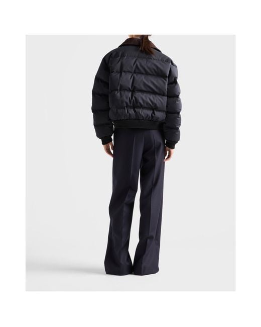 Prada Blue Cropped Compact Poplin Down Jacket