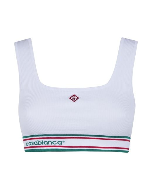 Casablanca White Seamless Ribbed Performance Bra